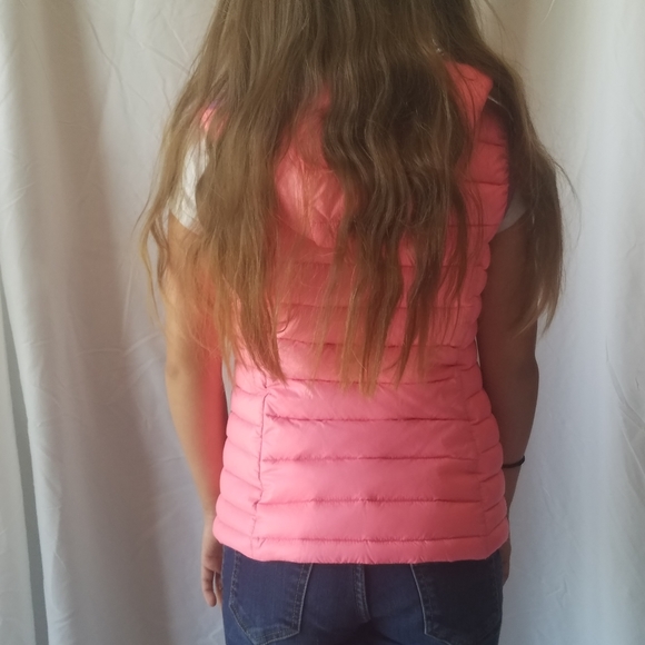 Girls Pink Puffer Vest Free Country Size 7/8 - Picture 2 of 5